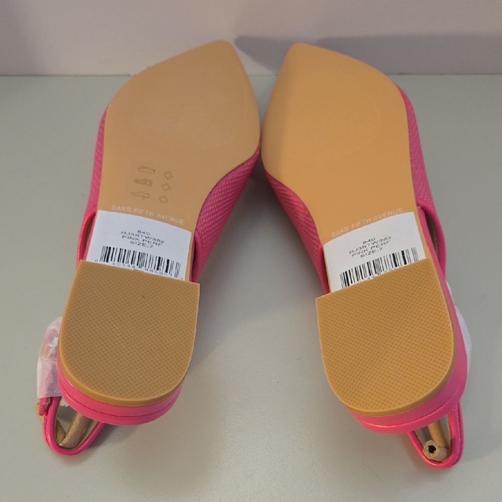 NWT Saks Fifth Avenue Sarena Bow Slingback Ballet Flats, Pink, Size 7 - Picture 6 of 7